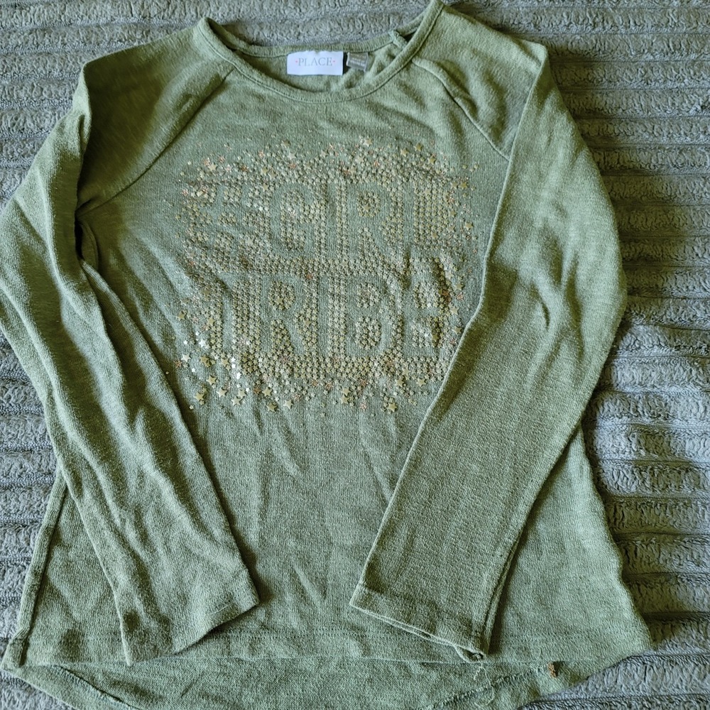 Childrens Place Girl Tribe Girls  Large 10-12 ‎ Long Sleeve Shirt Green